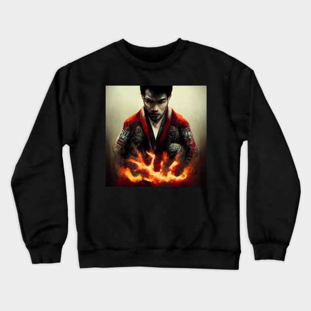 Yakuza in Flames - best selling Crewneck Sweatshirt by bayamba